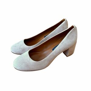 Margaux The Heel Suede Block Pumps Womens Size 36.5 EU 6.5 US Tan Beige Chunky